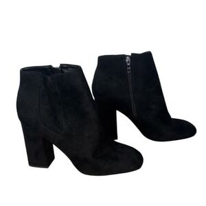 Marc Fisher Black Block Heel Booties Boots Suede Women's Size 10